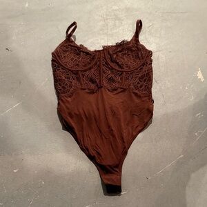 Anthropologie Brown Lace Bodysuit